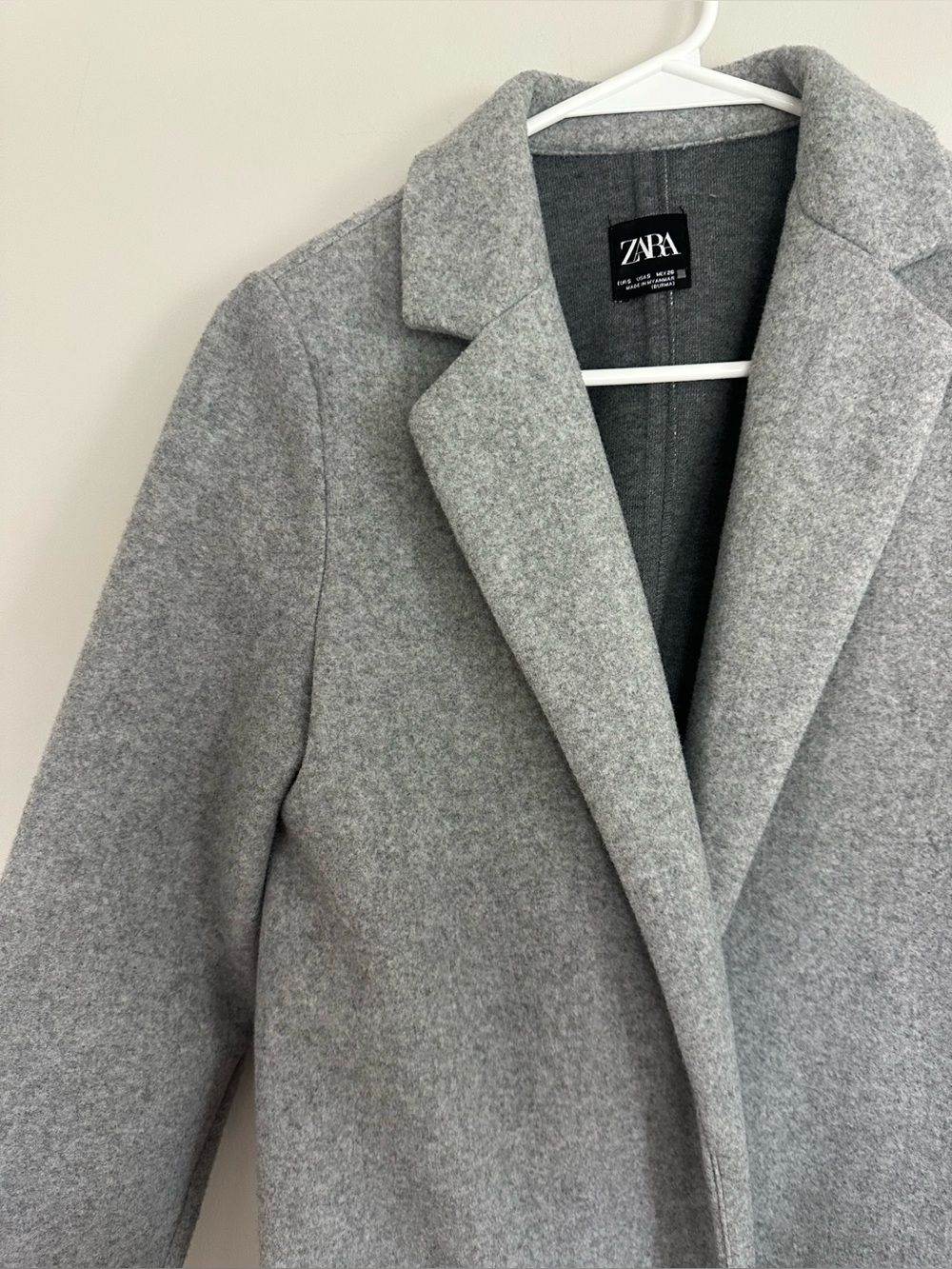 Zara Light Gray Collar Pea Coat - Picture 2 of 4